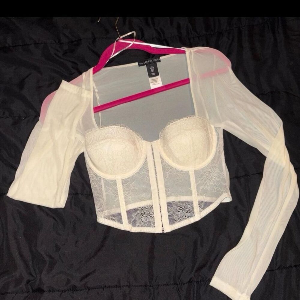 Sincerely-jules-for-bandier Women's Cream and White Corset